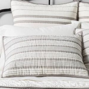 Hearth and Hand With Magnolia Woven Stripes Jet Gray Quilt Pillow Sham